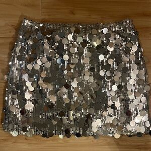 Silver Sequin Mini Skirt NWOT size L